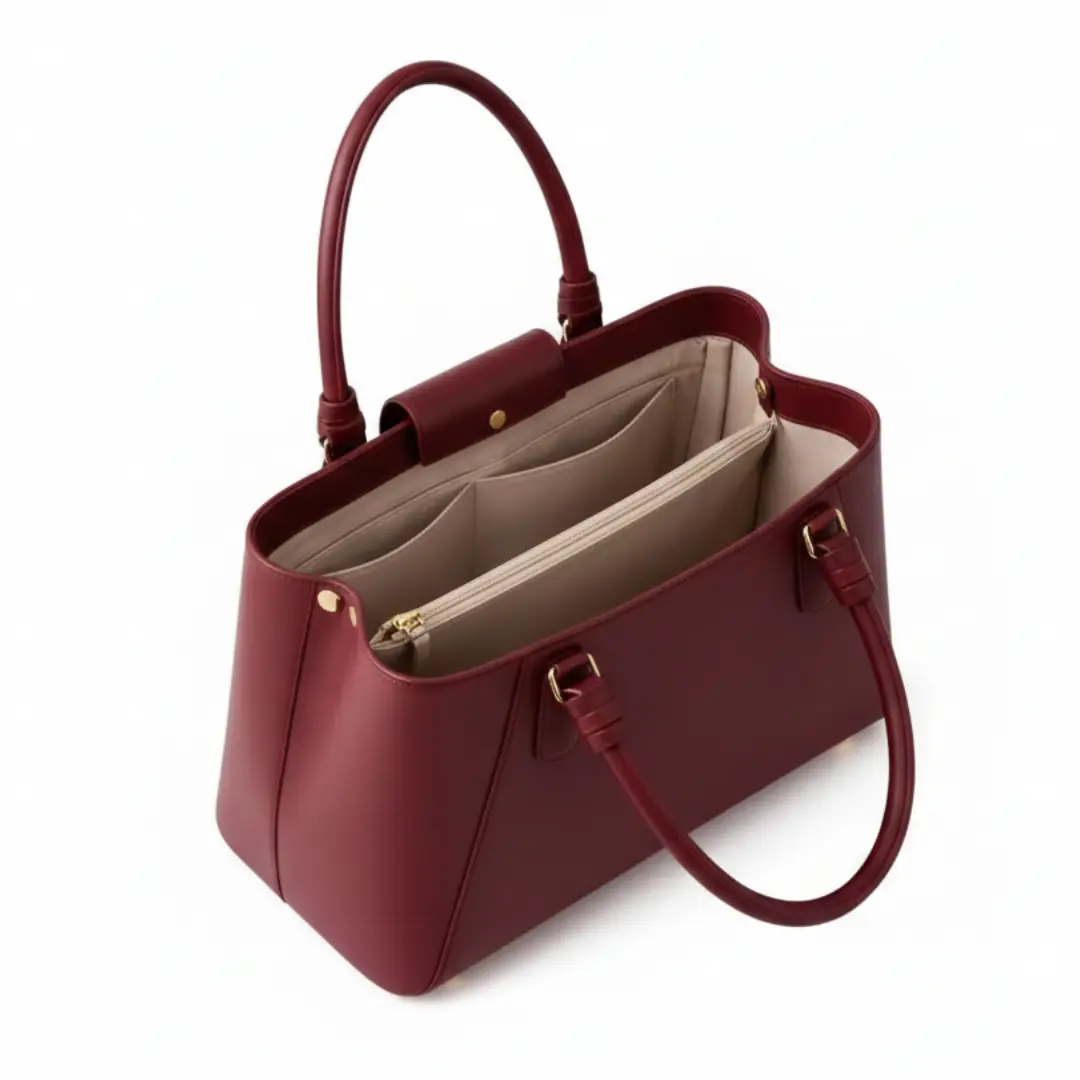 Burgundy Leather Tote Bag - Image 3