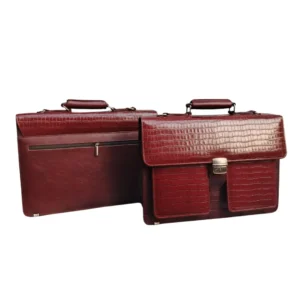 Crocodile-Printed Cow Leather Laptop & File Bag