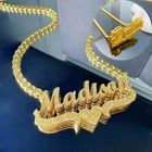 Custom Name Double Plated Heart Necklace – 3D Personalized Pendant with Cuban Chain Fashion Jewelry