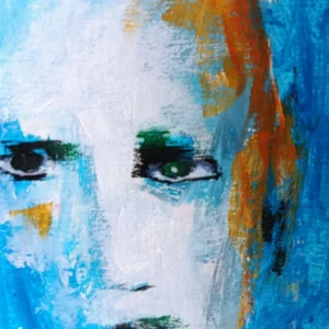 ACEO Original Abstract Expressionism Portrait – Hand-Painted Acrylic Mini Art Collectible