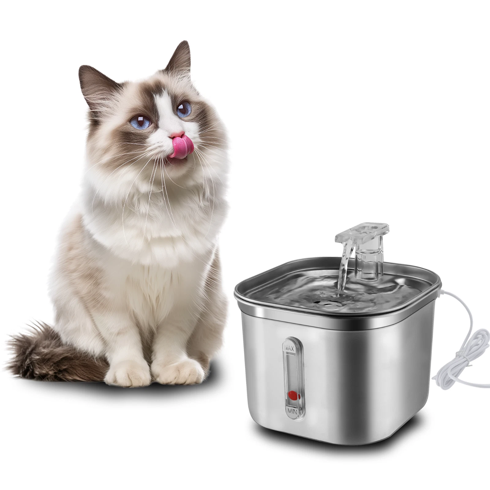 Cat Water Fountain Stainless Steel 74oz/2.2L Automatic Pet Dog Water Fountain - Image 5