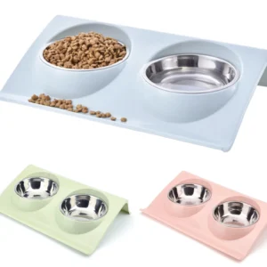 Dog Bowl Cat Bowl Raised Double Pet Feeder Anti Sickness Bowl for Food and Water