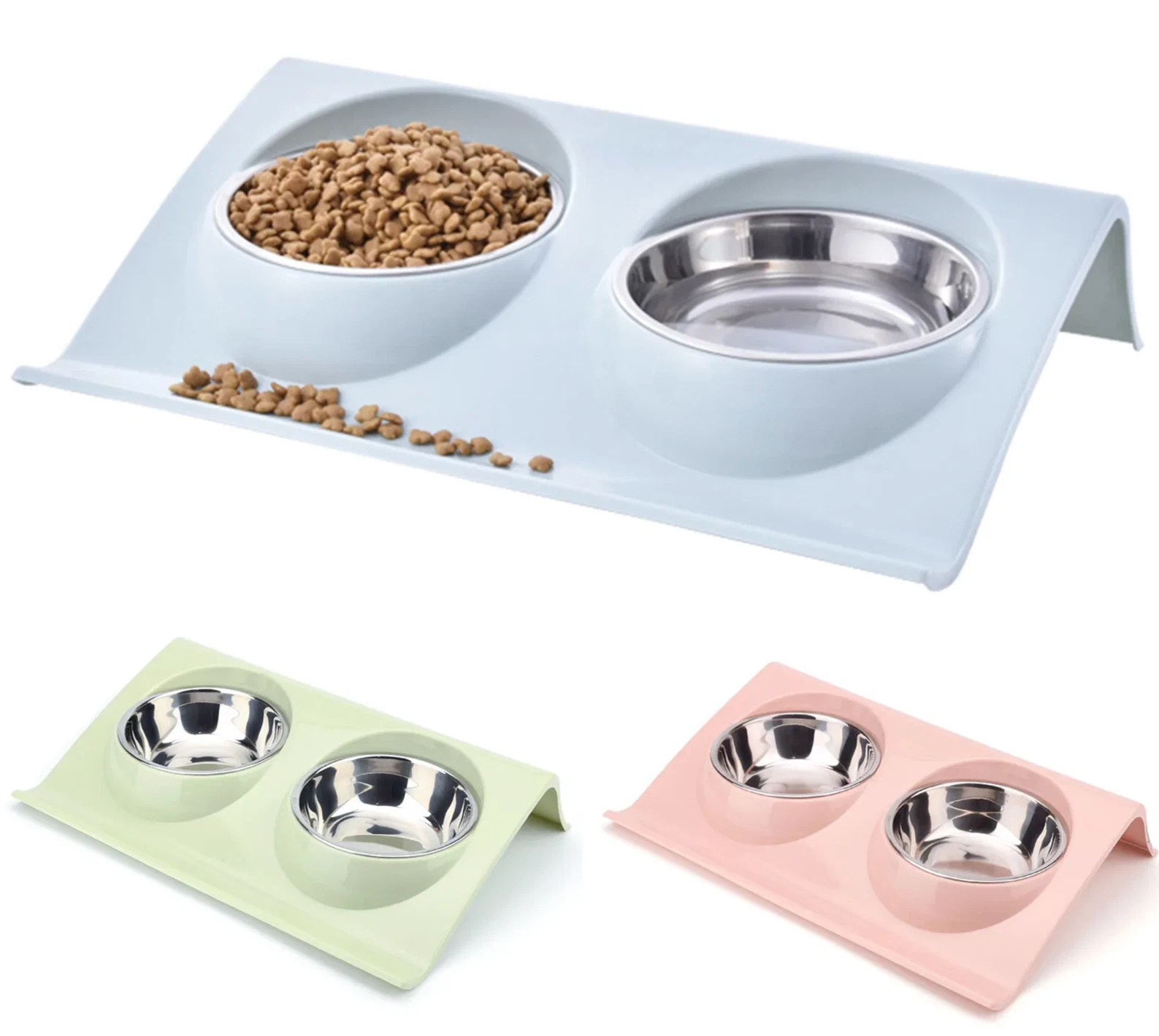 Dog Bowl Cat Bowl Raised Double Pet Feeder Anti Sickness Bowl for Food and Water
